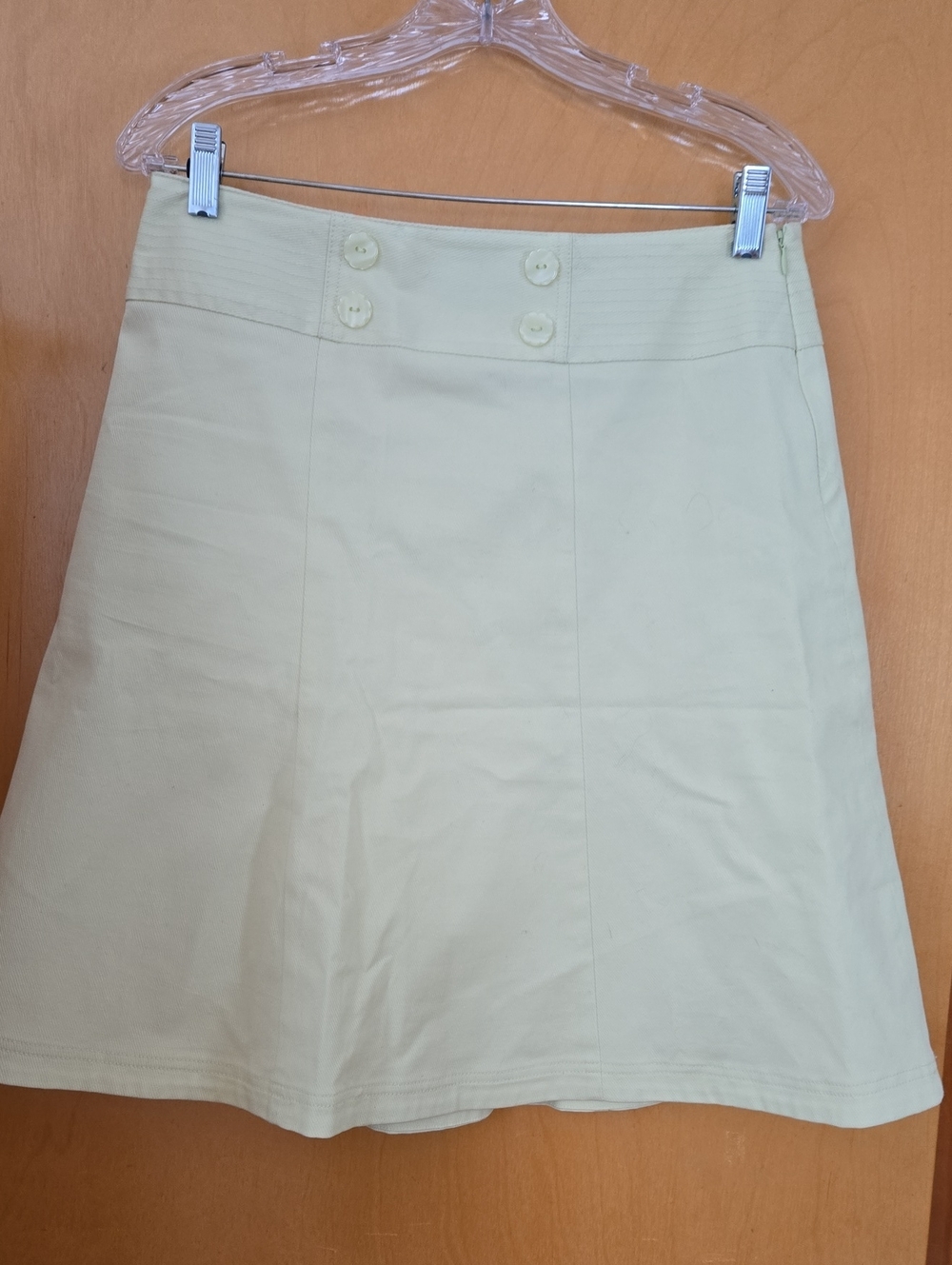 Nicole Soft Lime Green A-Line Skirt with Button Waist